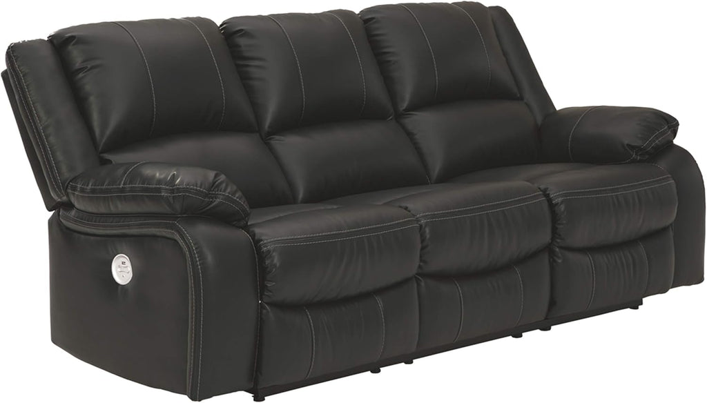 Black Faux Leather Double Reclining Loveseat with Storage Console Q441