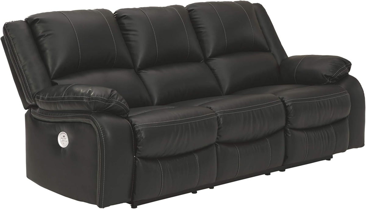 Black Faux Leather Double Reclining Loveseat with Storage Console Q441