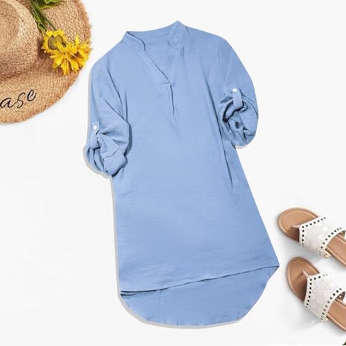 Women's Solid Long Sleeve Maxi Button Down Shirt Dress T1362