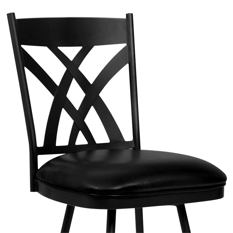 Matte Black Faux Leather Counter Height Barstool L807348