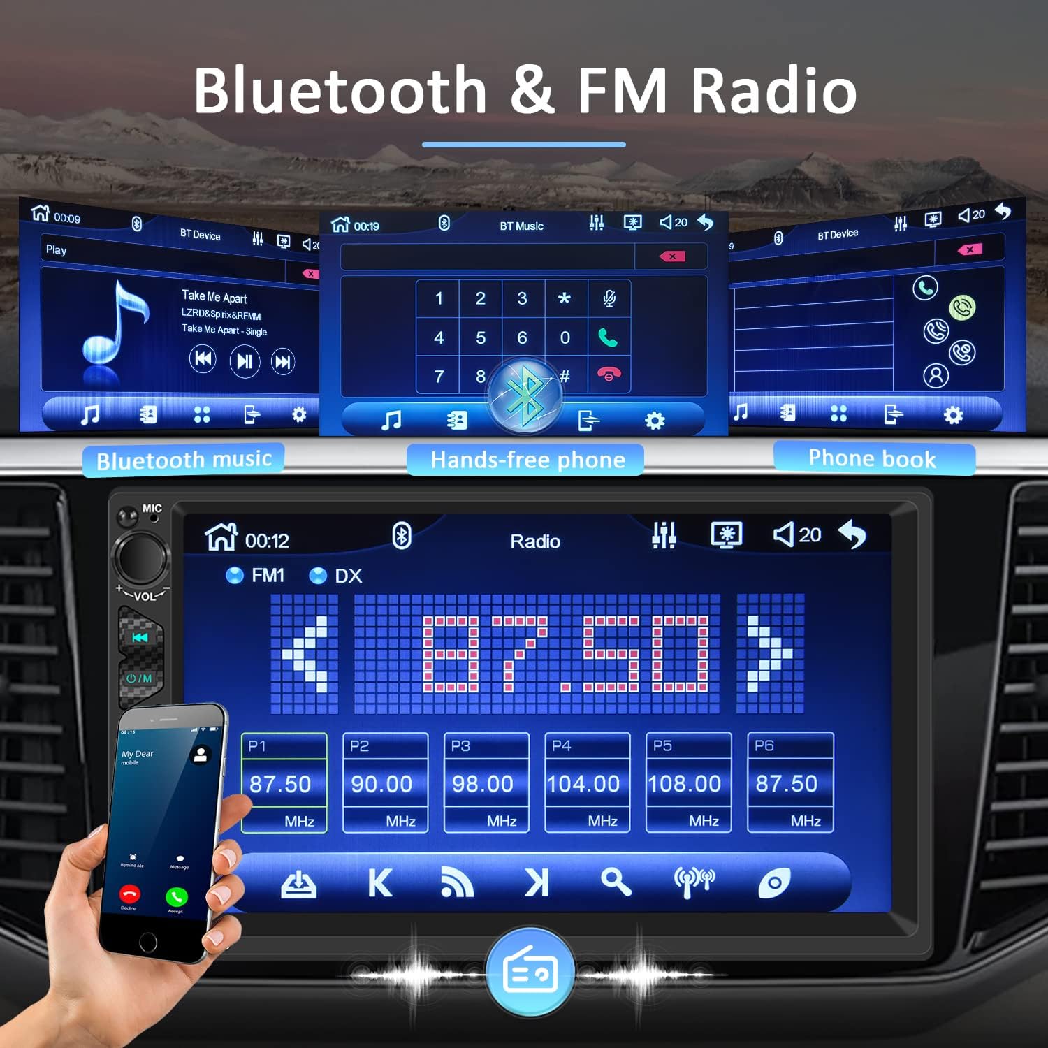 7 Inch Touch Screen Car Stereo with Carplay and Android Auto O879372