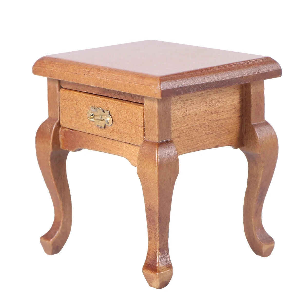 1:12 Walnut Color Wooden Bedside Table Miniature Furniture D714859