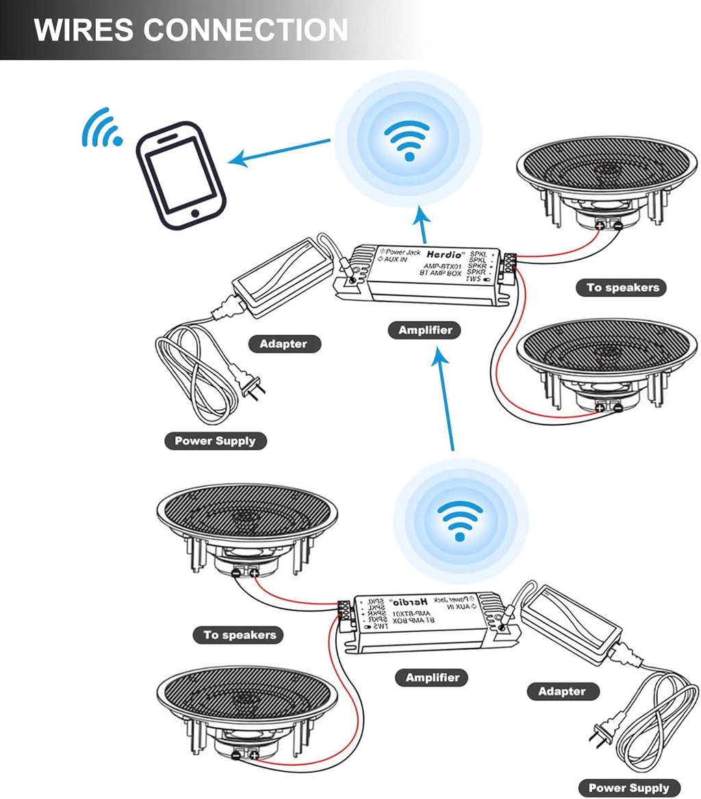 6.5'' 600Watts 2-Way Bluetooth Ceiling Speakers（4 Speakers） L3827