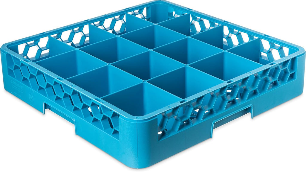 16 Compartment Glass Rack with 2 Extenders, Carlisle Blue, Pack of 2 L65127