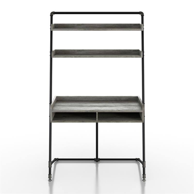 2-Piece Desk and Bookcase Set in Gray Oak P67047