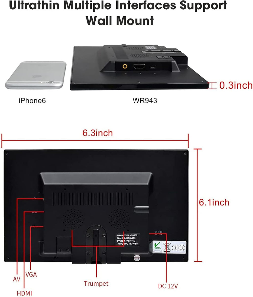 10.1 Inch LED Security Monitor with Remote Control Pack of 2 E5119