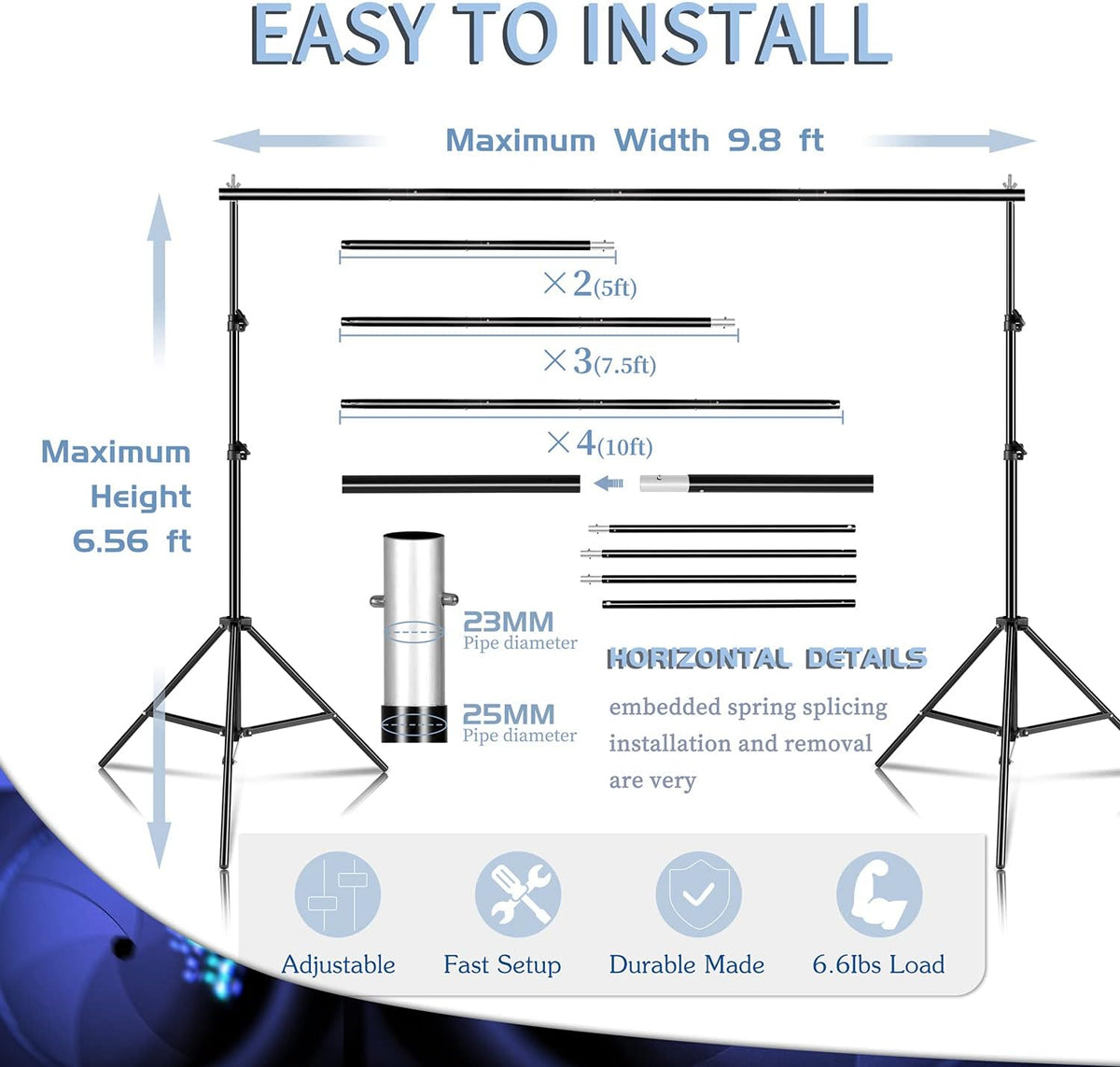 7x10 FT Adjustable Backdrop Stand with Carrying Bag G26322