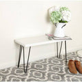 White Washed Wood Bench V349