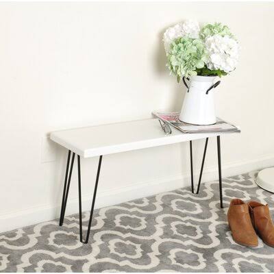 White Washed Wood Bench V349