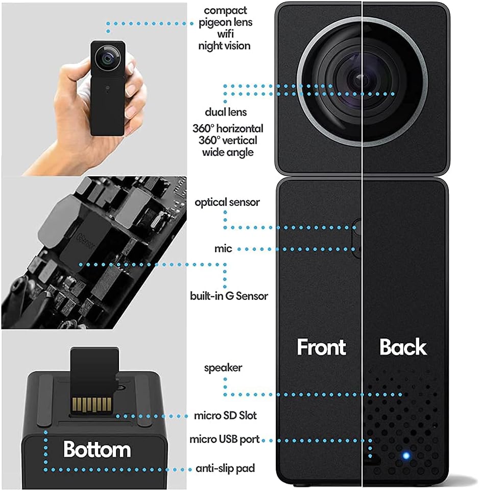 Indoor Security Camera, 1080P HD WiFi, 2 Cams Built-in 1, 360, Motion Detection, Night Vision, 2-Way Audio T286020