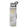 White and Black Golden Marble 32oz Tritan Leakproof Water Bottle with Straw I9032