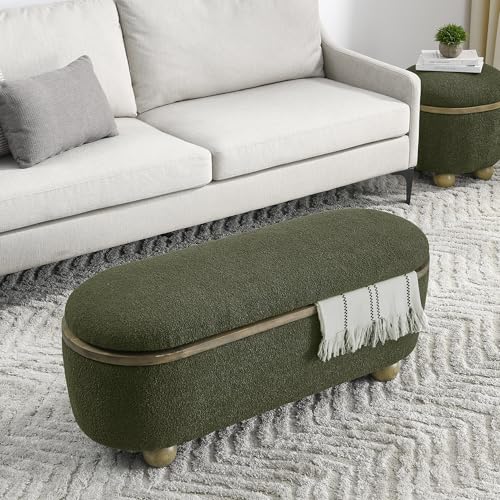 Dark Blue Upholstered Storage Ottoman Bench Z4347