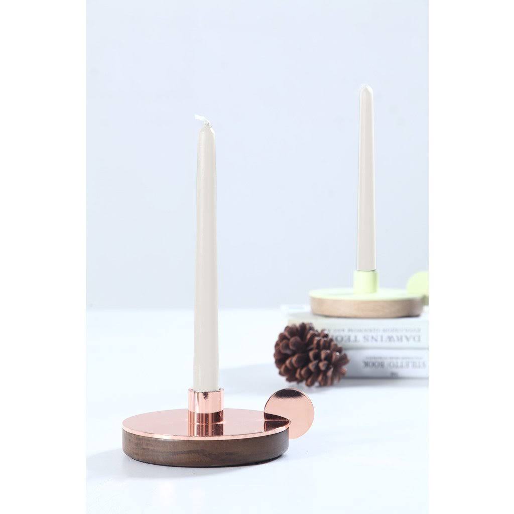 Smoked Oak/Copper Candlestick Holder W79044