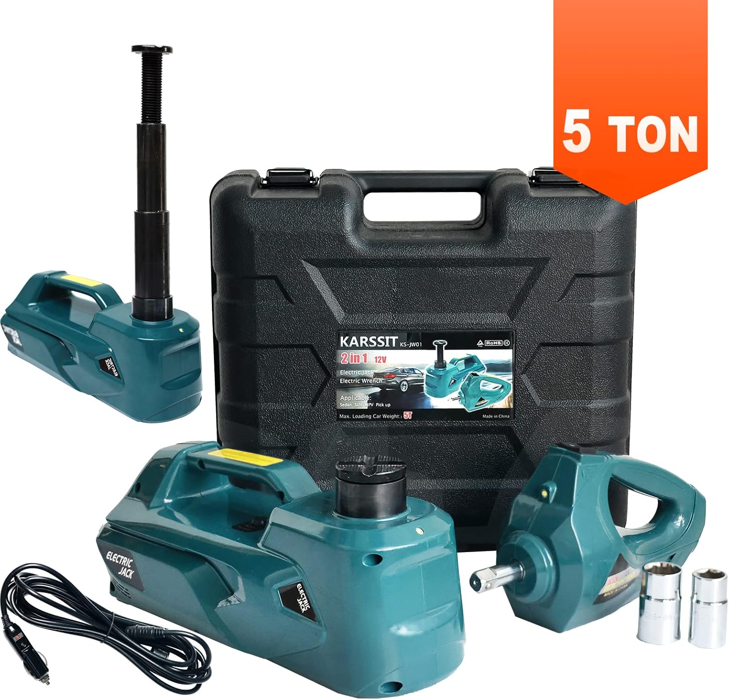 5 ton Electric Car Jack with Impact Wrench 12V Hydraulic Car Jack F6483