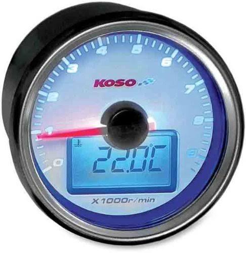 GP-Style Universal Tachometer with Temperature Gauge White Background I44855