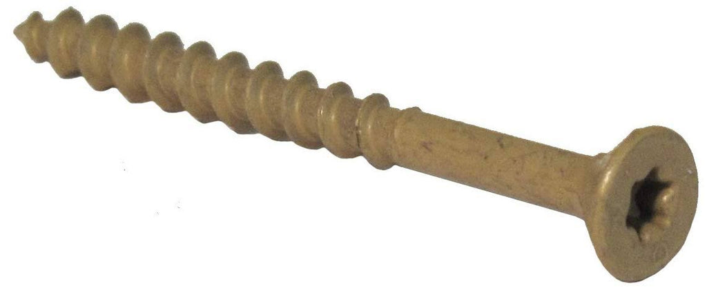 #9 x 3 inch Exterior Star Drive Screws, Tan (25 lb Bucket) P2555