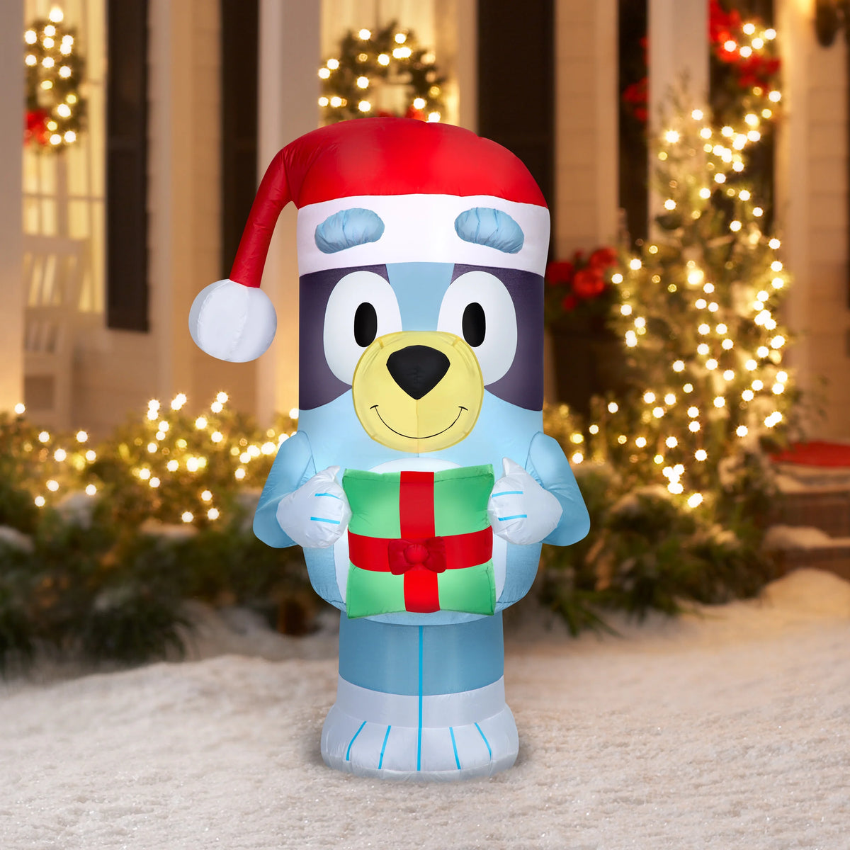 Bluey Airblown Inflatables Christmas with Santa Hat and Present B555655
