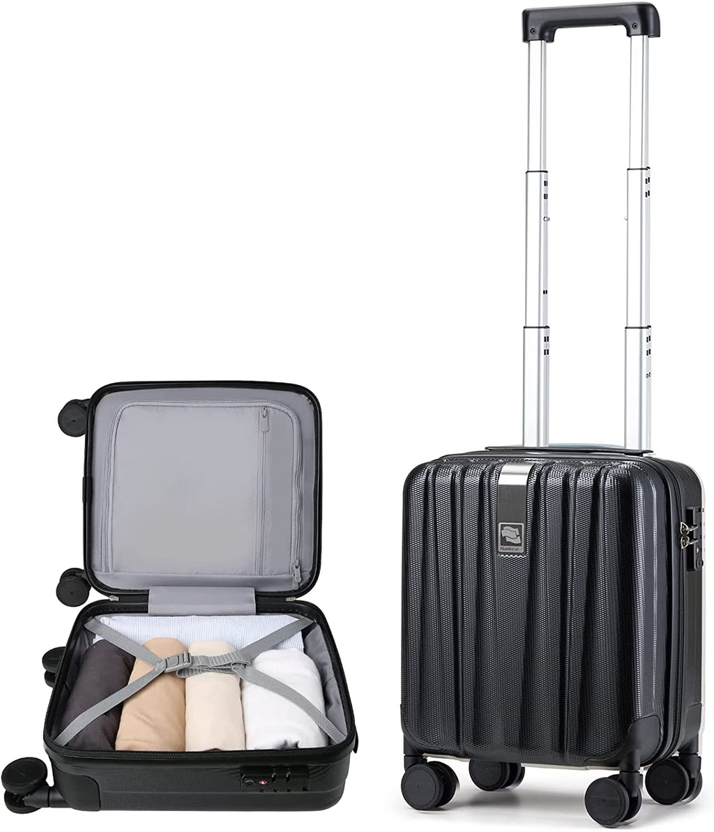Jet Black 14 Inch Hardside Carry On Luggage B242
