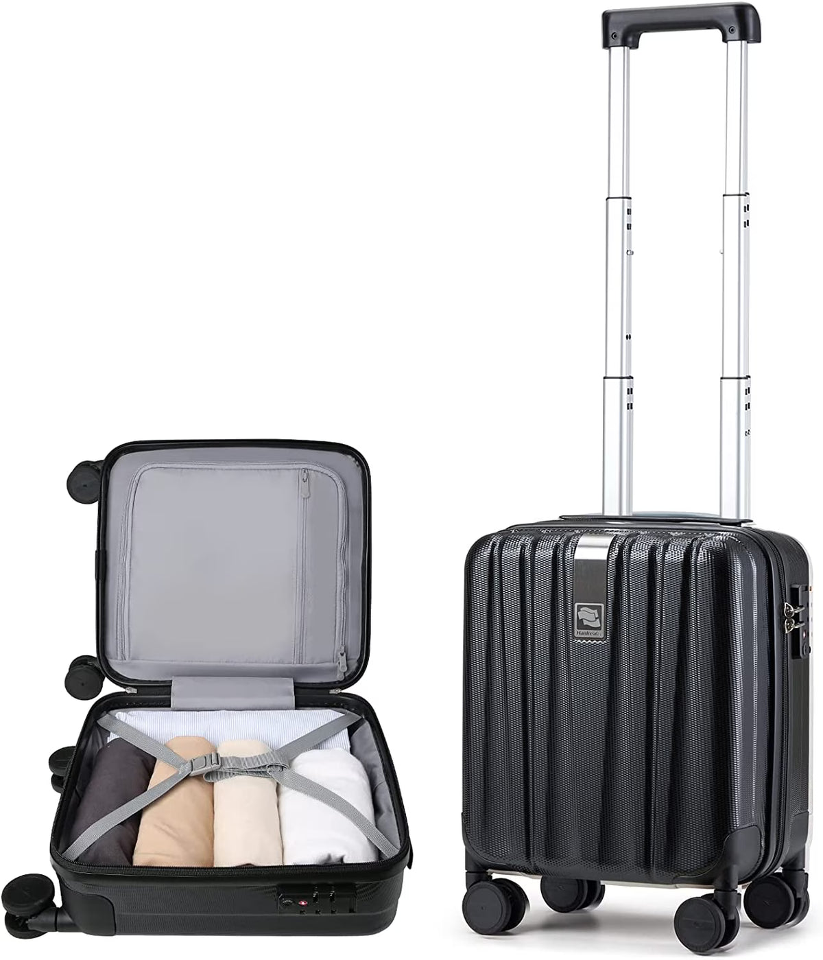 Jet Black 14 Inch Hardside Carry On Luggage B242