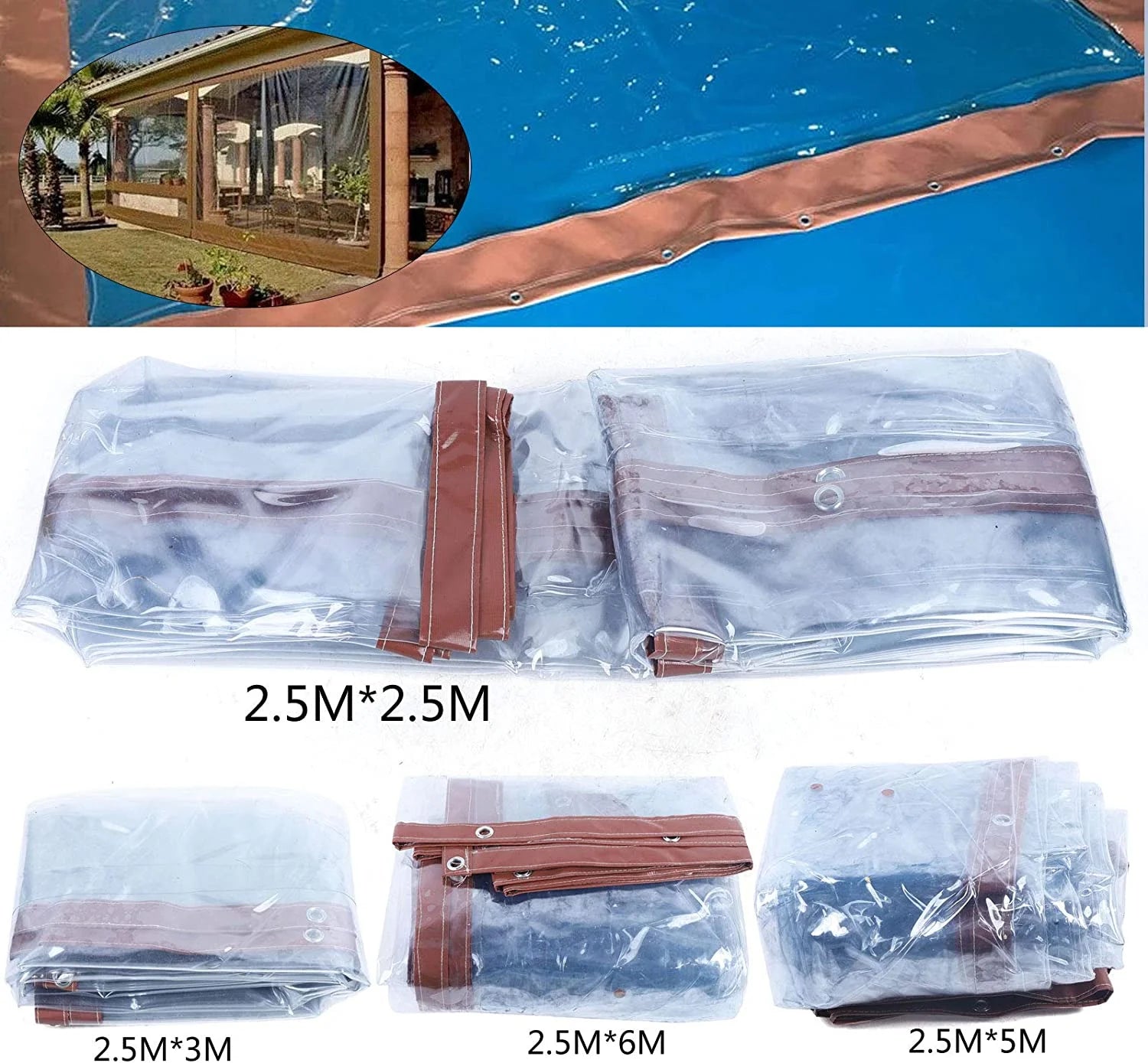Brown Waterproof PVC Tarpaulin Canopy 8'*8' J13107