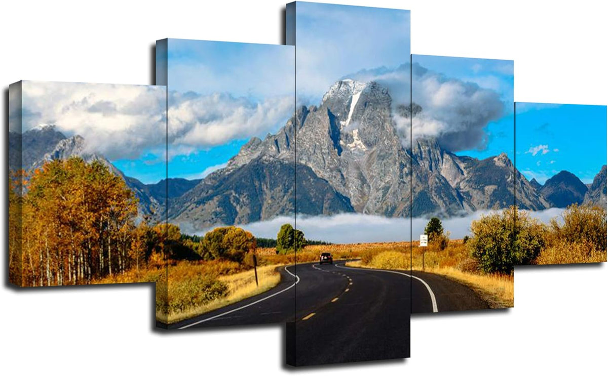 5 Piece Framed Canvas Print Wall Art Pictures (60''Wx32''H) R79382