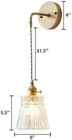Cone Suspender Wall Light Industrial Vintage Textured Glass Shade 1 Light Cast Brass Wall Lamp E4684