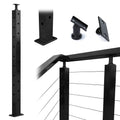 Black Square Pre-Drilled Cable Railing Corner Post J328