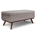 Distressed Grey Faux Leather Lift Top Storage Ottoman P25146