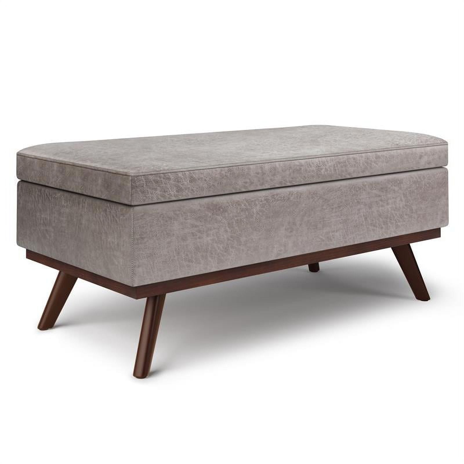 Distressed Grey Faux Leather Lift Top Storage Ottoman P25146
