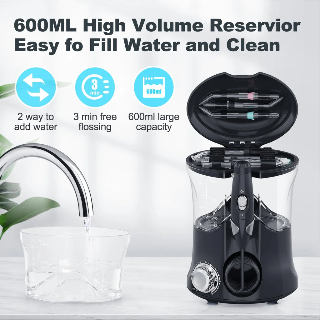Water Flosser Oral Irrigator with 10 Pressures & 8 Tips, 600ml L5234