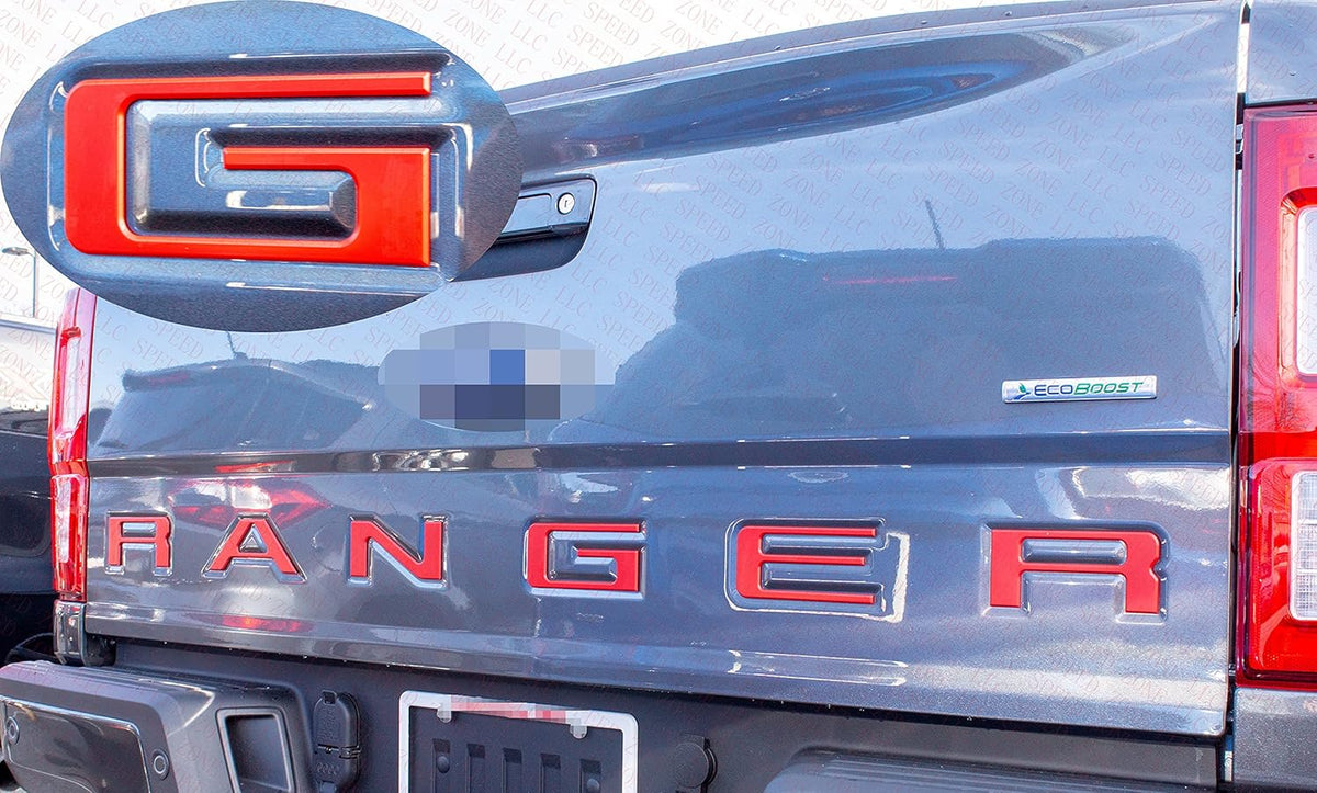 Black with Red Outline Double Layer Tailgate Insert Letters Pack of 2 Y5156