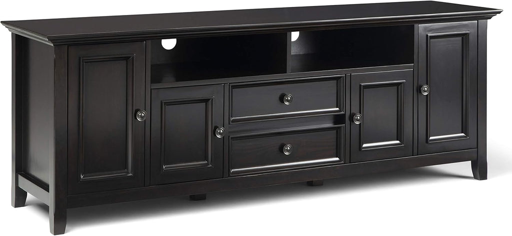 72 inch Solid Wood TV Media Stand with Storage Shelves and Cabinets U8648