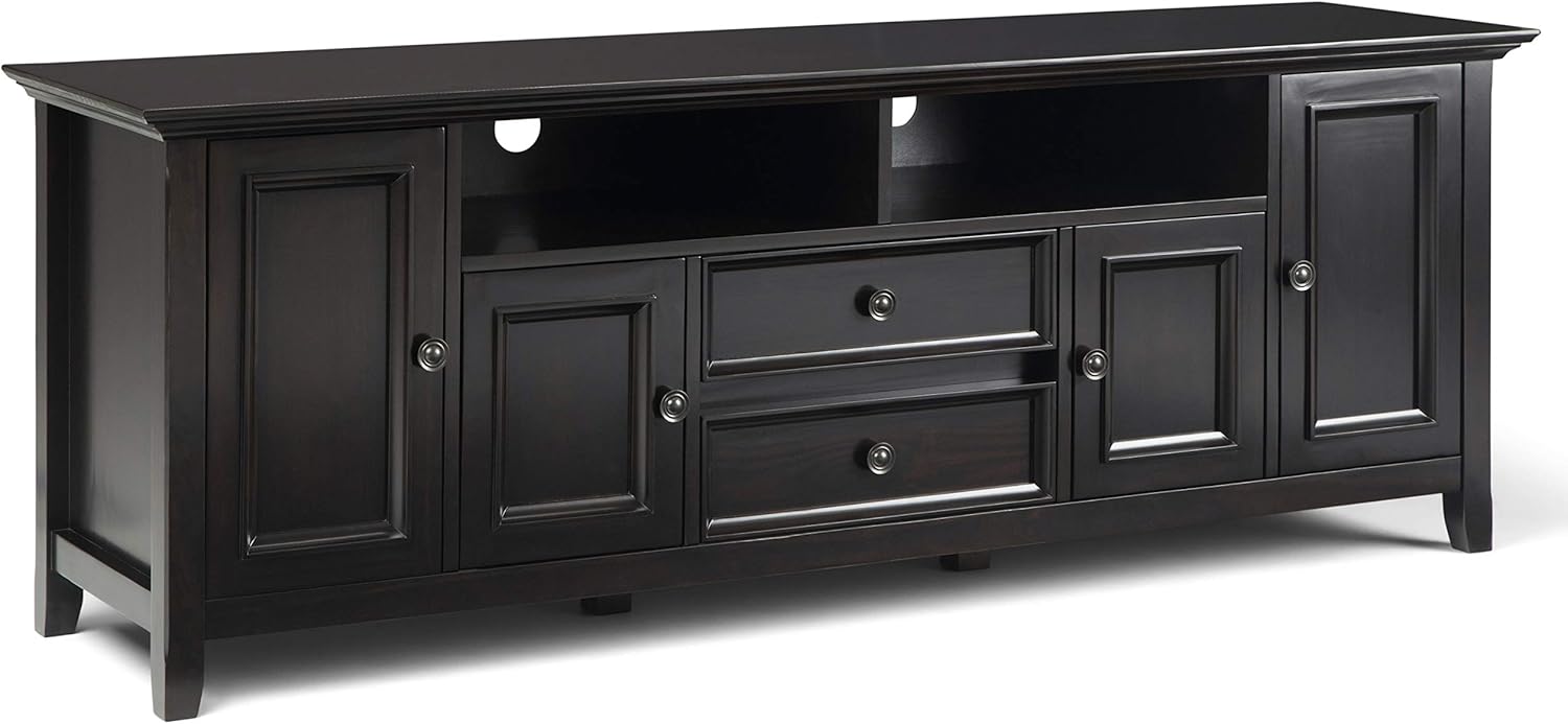 72 inch Solid Wood TV Media Stand with Storage Shelves and Cabinets U8648