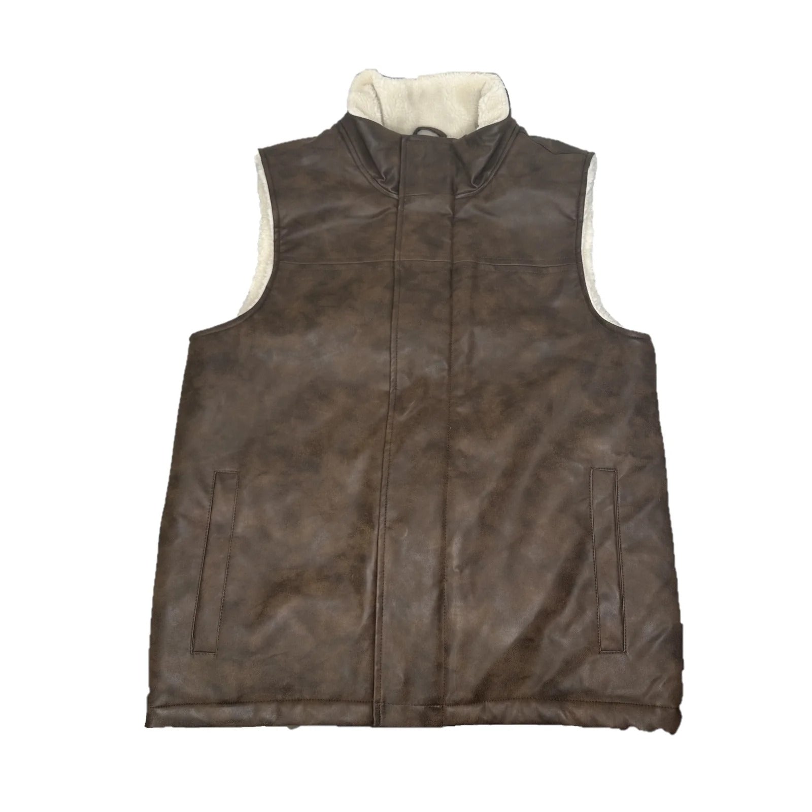 Camel Distressed PU Vest G21036