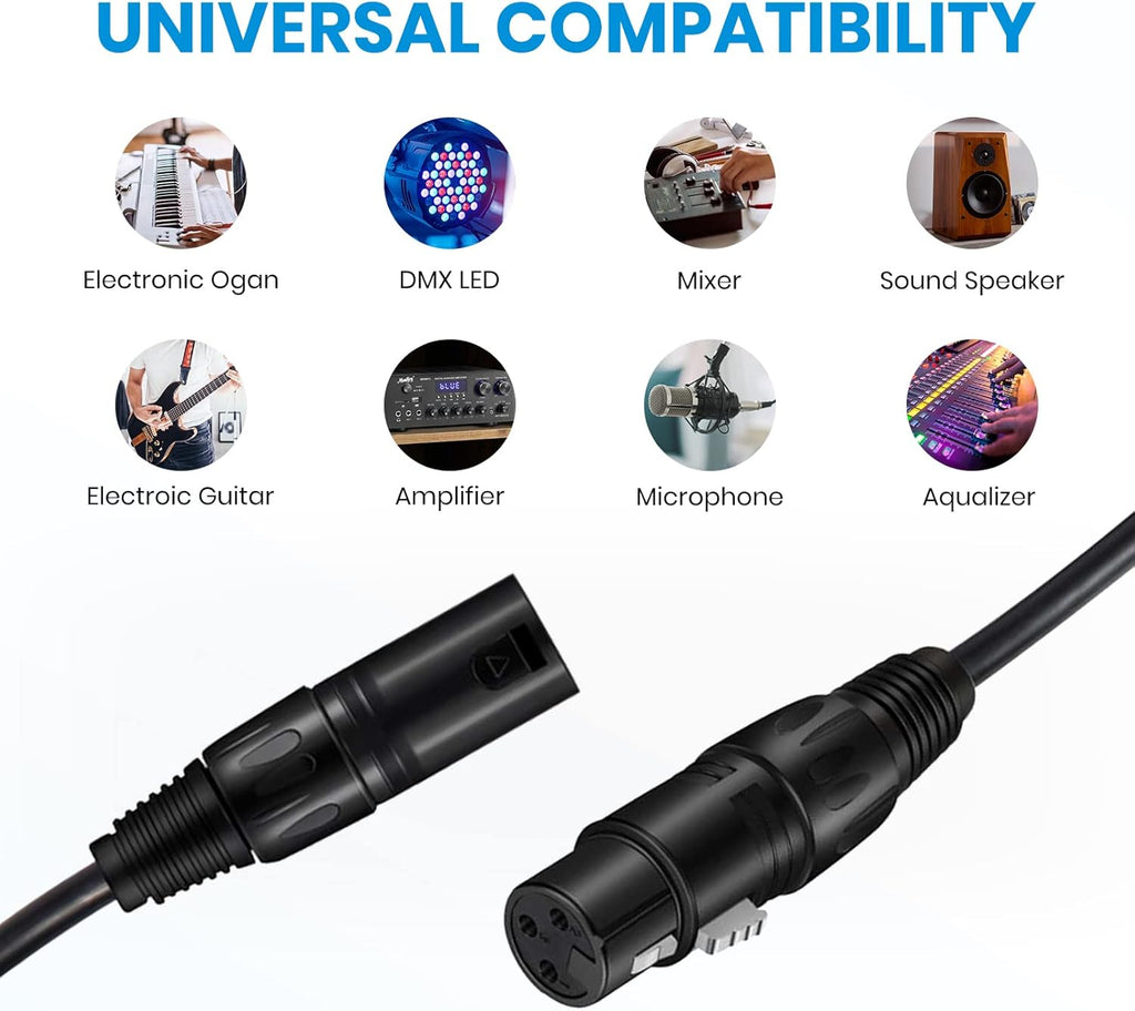 25ft XLR Microphone Male to Female Mic Cables Black 3-Pack V956888