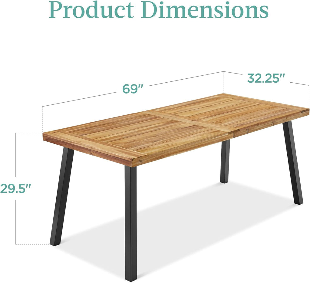 Acacia Wood Dining Table with Powder-Coated Steel Legs K372621