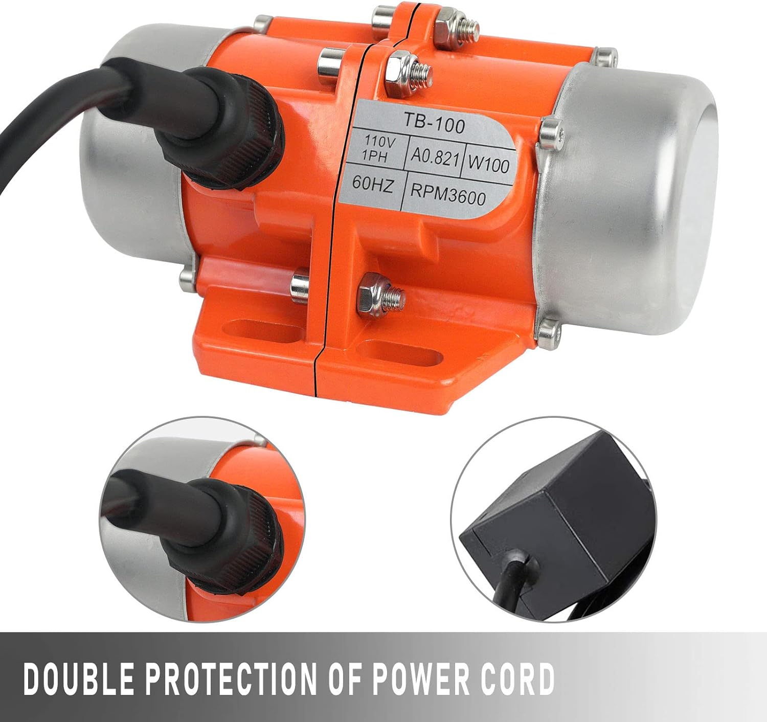 Concrete Vibrator Vibration Motor 100W Single Phase Electric Vibrating Motor Aluminum Alloy Case AC 110V 3600rpm Pack of 2 J85867