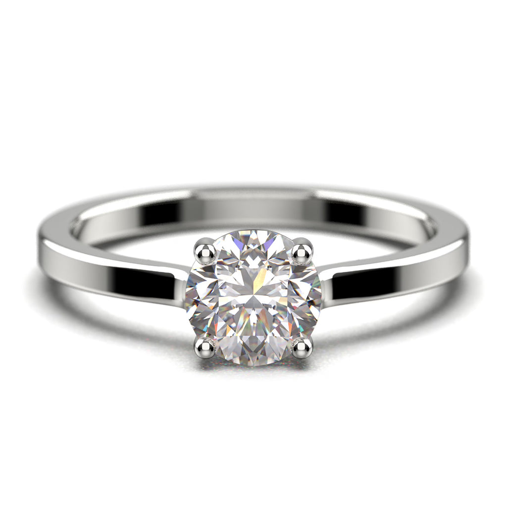 1.00 Carat Round Cut Moissanite Solitaire Engagement Ring in 925 Sterling Silver With 18k White Gold Plating E8773