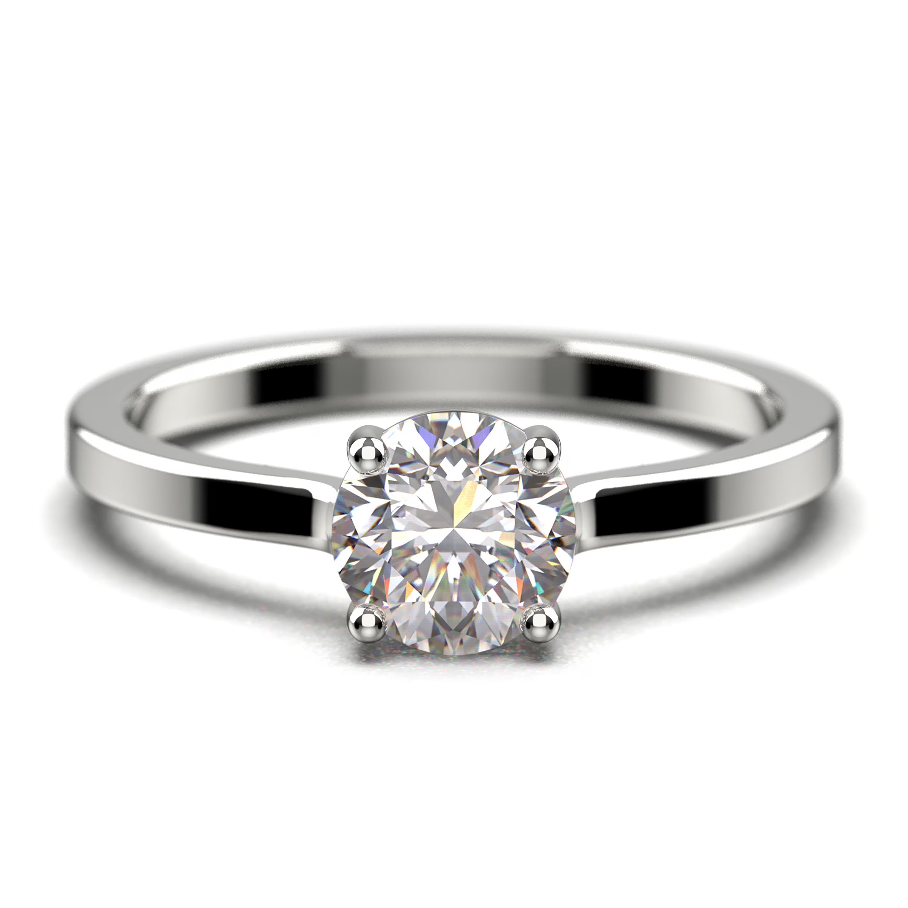 1.00 Carat Round Cut Moissanite Solitaire Engagement Ring in 925 Sterling Silver With 18k White Gold Plating E8773