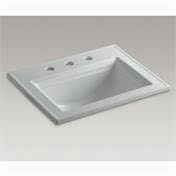 Ice Grey Drop-In Bathroom Sink with 8 In. Widespread Faucet Holes I932