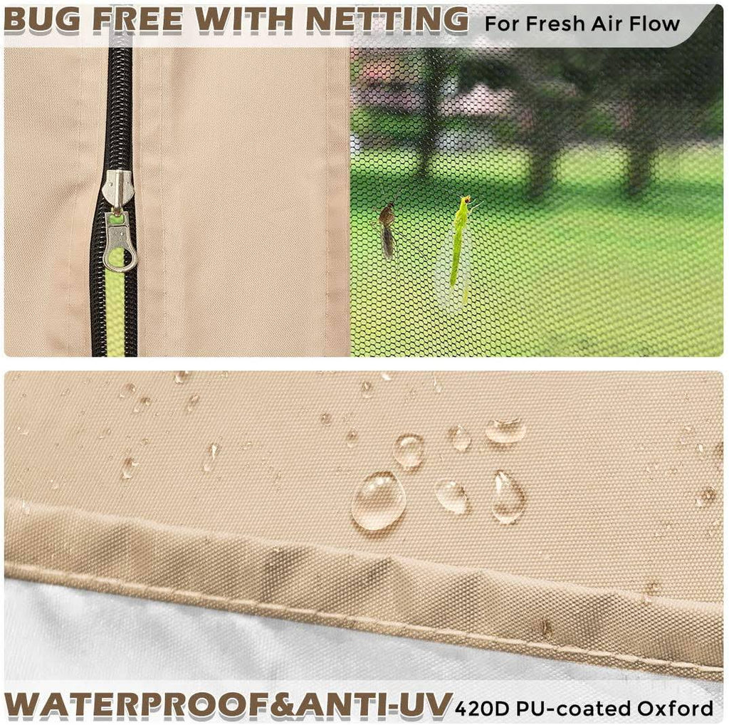 Tan Pop Up Canopy with Netting F671