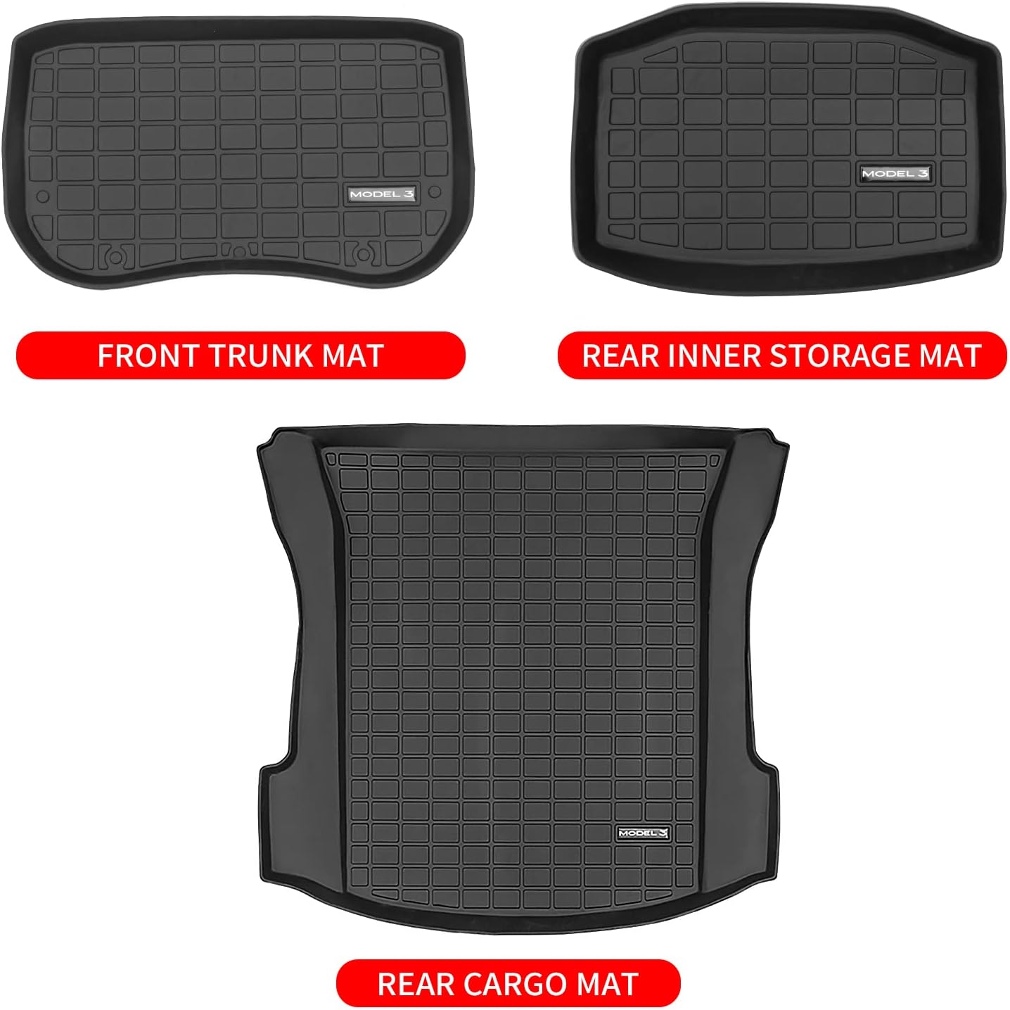 Set of 6 TPE Car Floor Mats for Tesla Model 3 H531