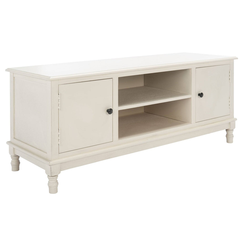 2 Door 1 Shelf Media Stand Distressed White T124