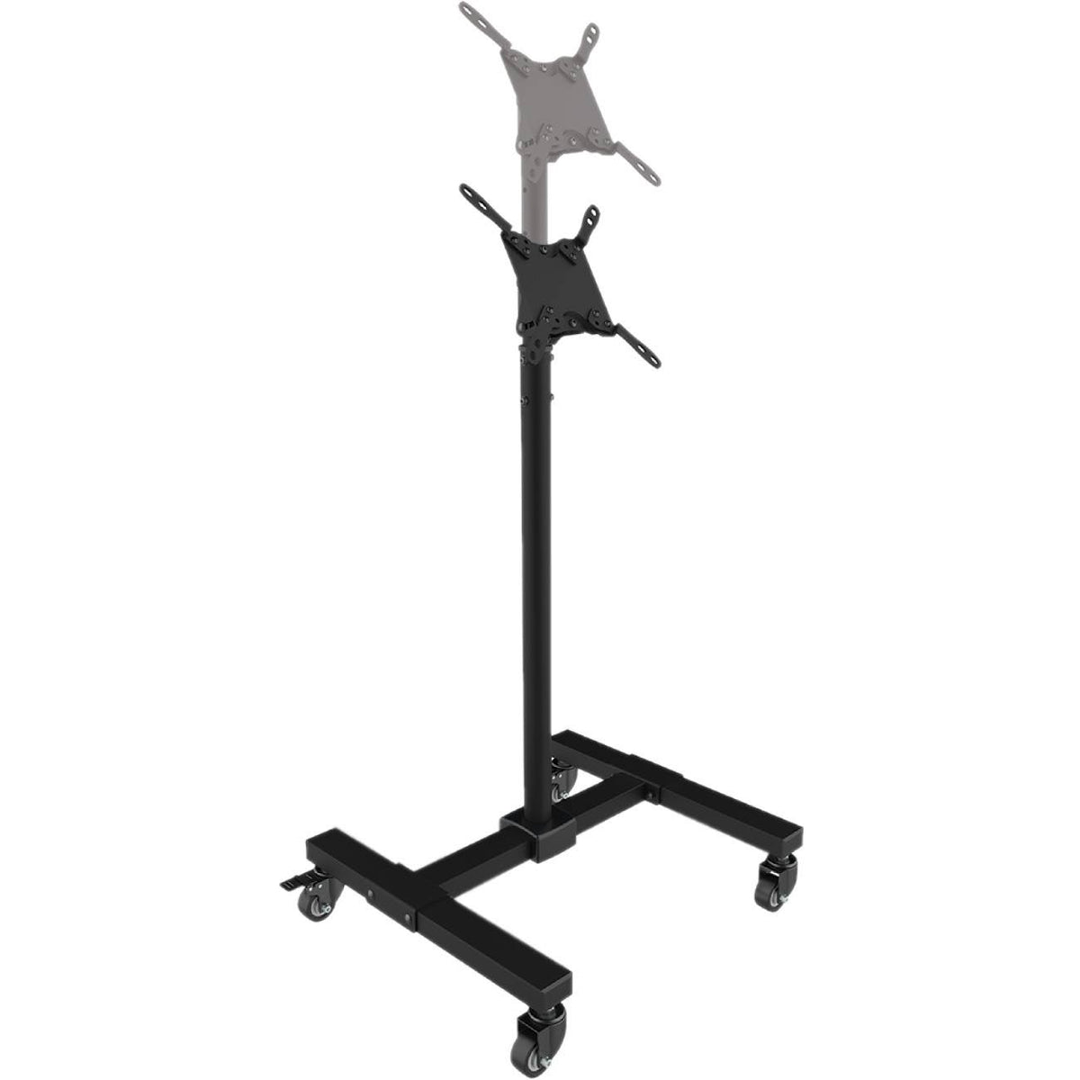 Mobile Cart TV Stand Height-Adjustable Locking Casters Black L923