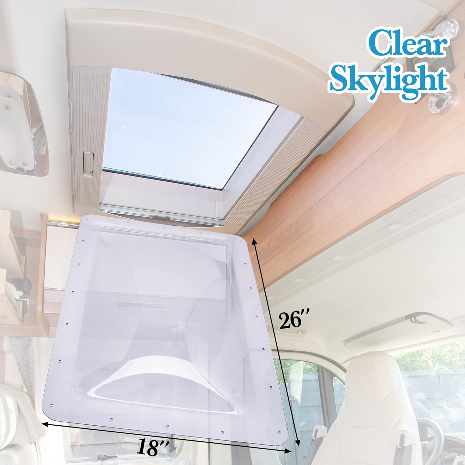 Transparent RV Skylight Kit 14 x 22 Inch ID, 18 x 26 Inch OD M5828