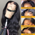 13×4 HD Front Lace Body Wave Human Hair Wig 180% Density Natural Color 26 inch I36008