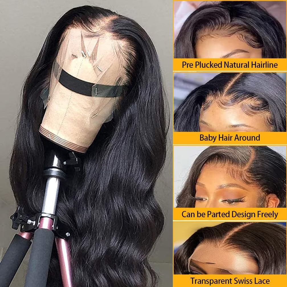 13×4 HD Front Lace Body Wave Human Hair Wig 180% Density Natural Color 26 inch I36008