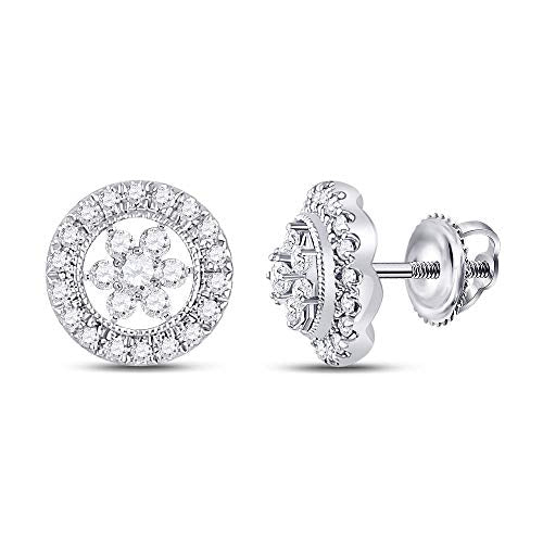 14kt White Gold Diamond Floral Cluster Earrings 3/8 Cttw L928376