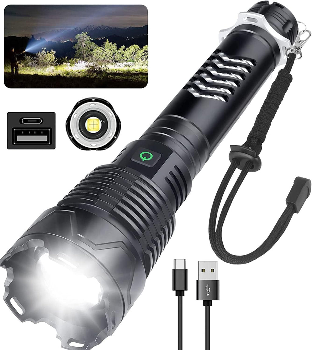 Rechargeable LED Tactical Flashlight, 120000 Lumen, USB Fast Charge, IPX6 Waterproof O262858