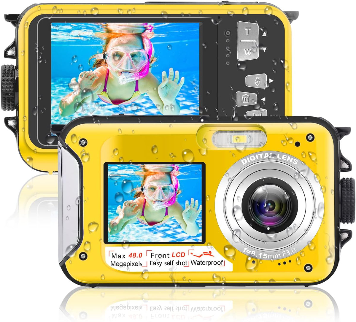Waterproof Underwater Digital Camera 48MP 2.7K Video Pack of 2 W55910
